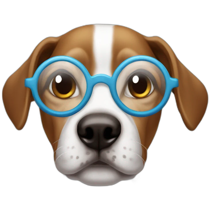 Cachorro usando óculos emoji