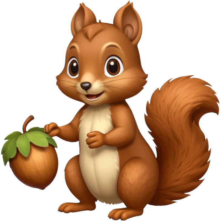 A playful squirrel holding an acorn with both paws.












































 emoji