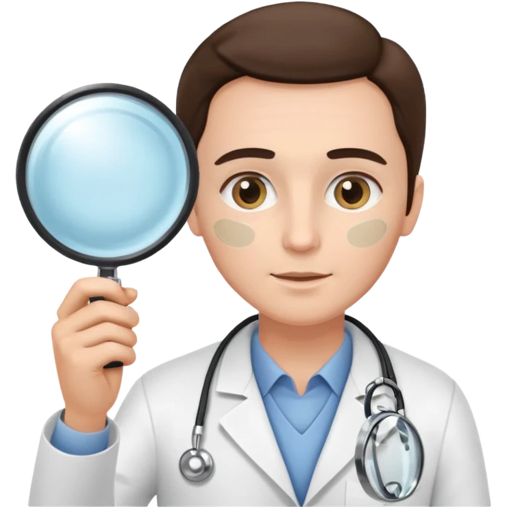 medico olhando a pele de um paciente com uma lupa emoji