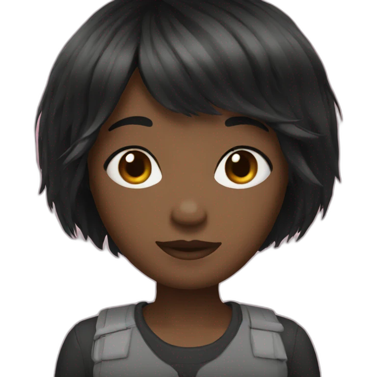 black hair with bangs emoji