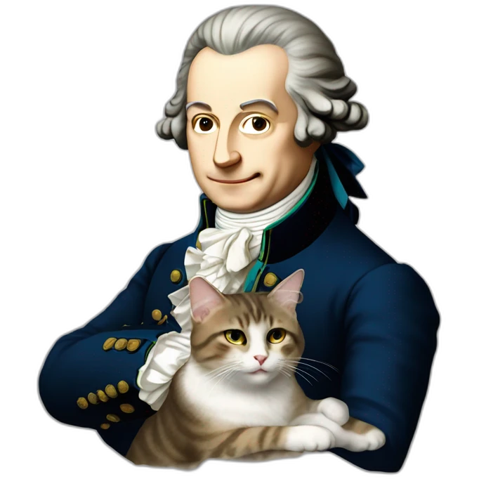 Mozart avec un chat sur la tête emoji