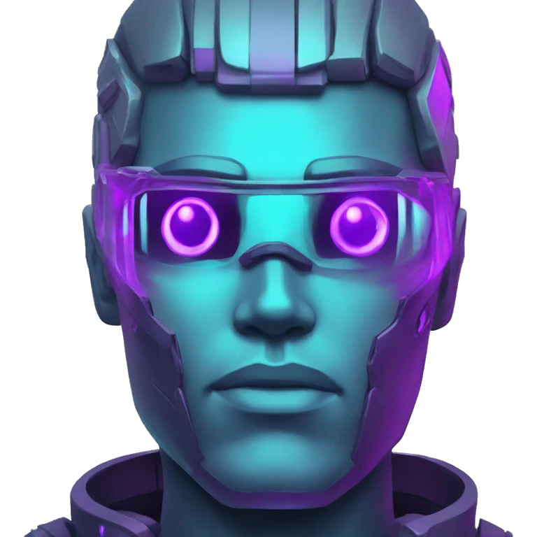 agent, laser eyes, cyberpunk, code, cyan and purple colors, only upper body portrait emoji