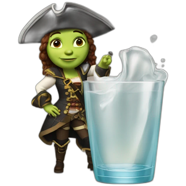 Doris from Shrek wipes a glass wearing a pirate outfit emoji