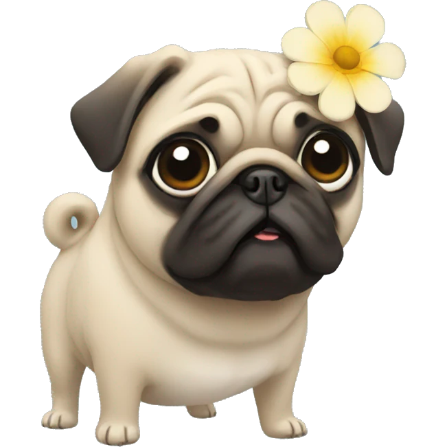 Pug with flower emoji