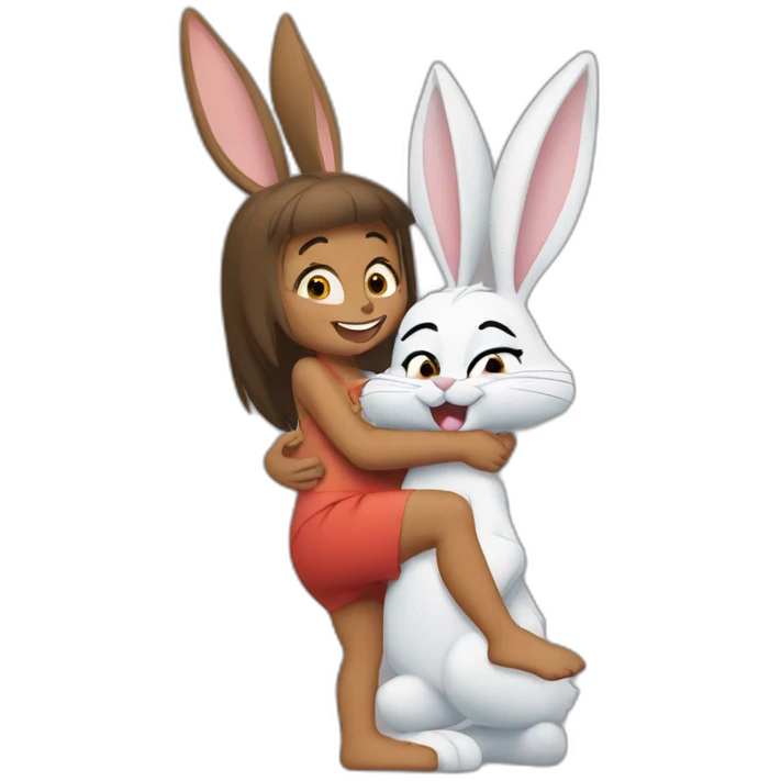 Lola and bugs bunny hug emoji
