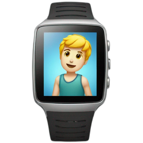 A boy seen smart watch  emoji