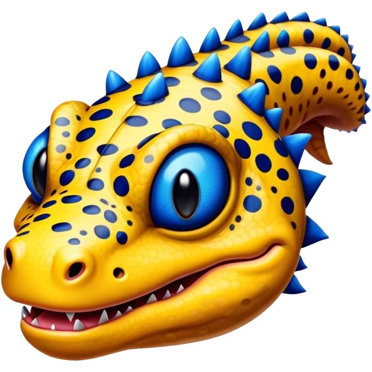  Front view Gila Monster Face Big Chin yellow with blue spots emoji