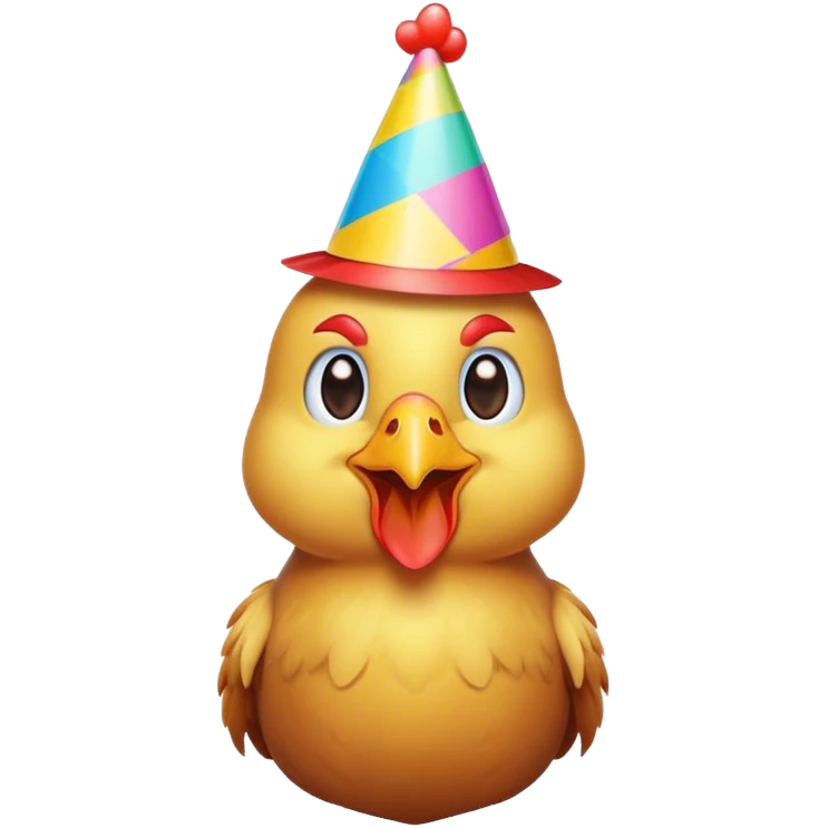 Chicken wearing party hat emoji