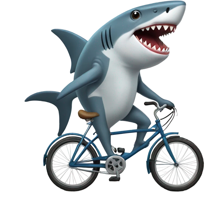Shark riding bike emoji
