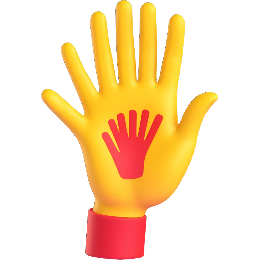 yellow hand making the 'OK' gesture, 3D emoji style, with a red outline emoji