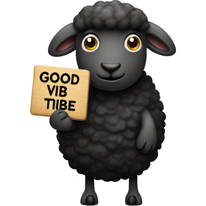 Black sheep holding sign saying “Good Vibe Tribe” sign emoji