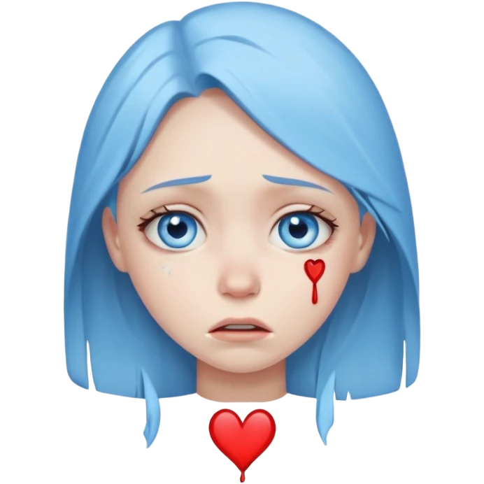 blue eyed girl with broken heart emoji