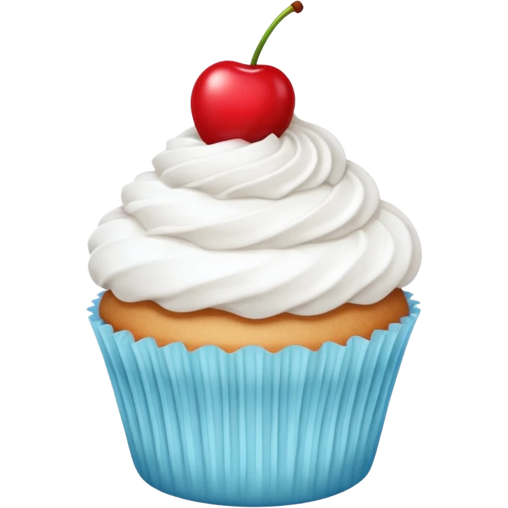 white cupcake with cherry on top emoji