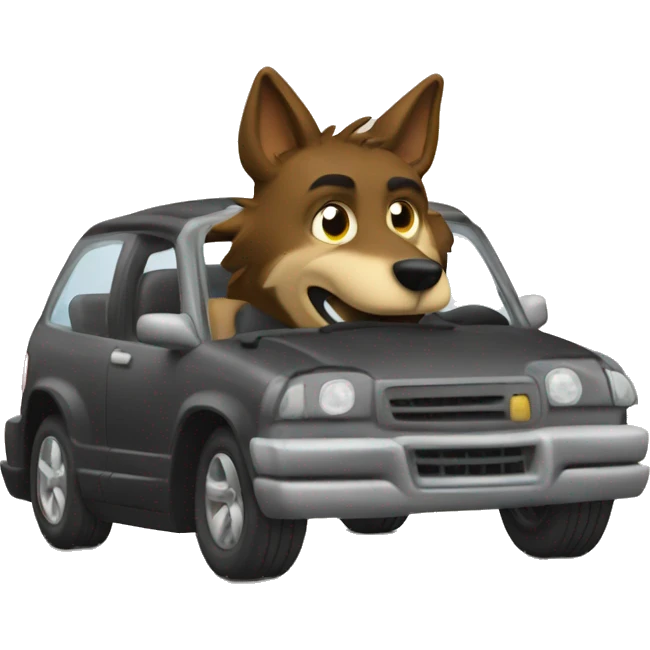 Clawd wolf driving a car emoji