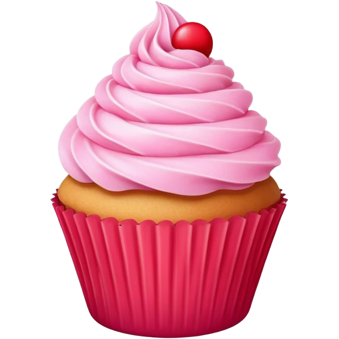 Pink cupcake with red wrapper  emoji