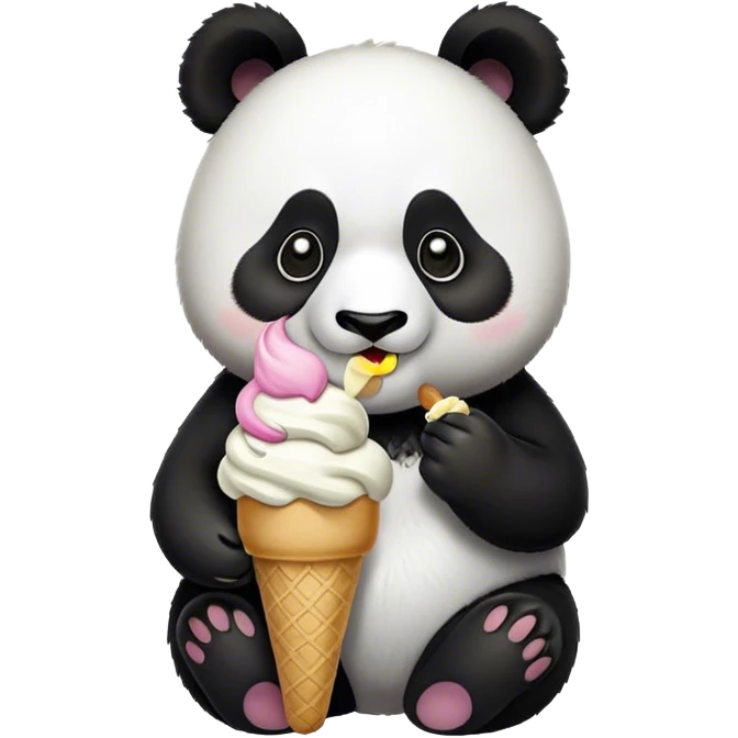Panda eating ice cream emoji