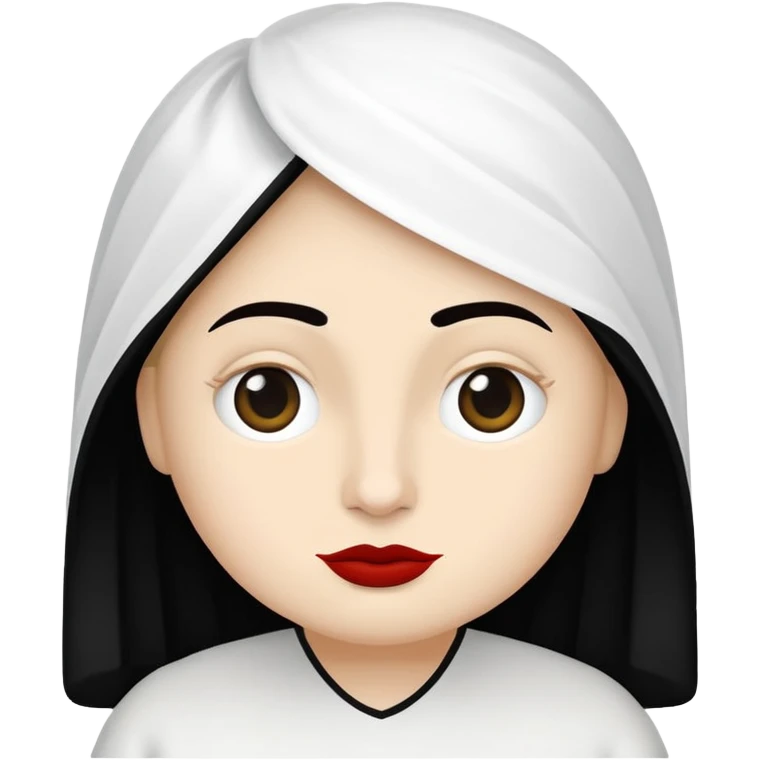 vull un perosnatge estil bimoji que sigui com una nimfa bella i fantasmal amb túniques blanques. Té la pell literalments blanca com el guix, cabell platejat, un nas llarg, ulls negres grans i llavis carmesí. emoji