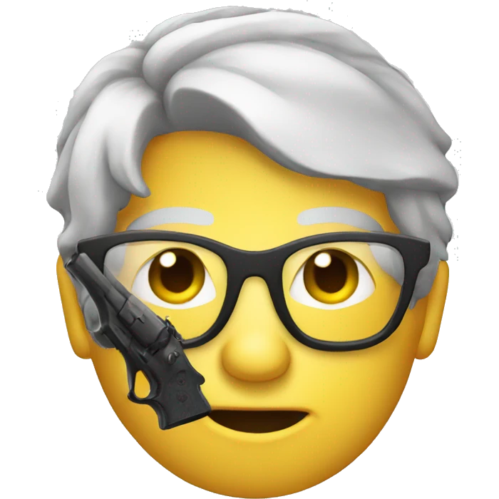An emoji with glasses and a gun  emoji