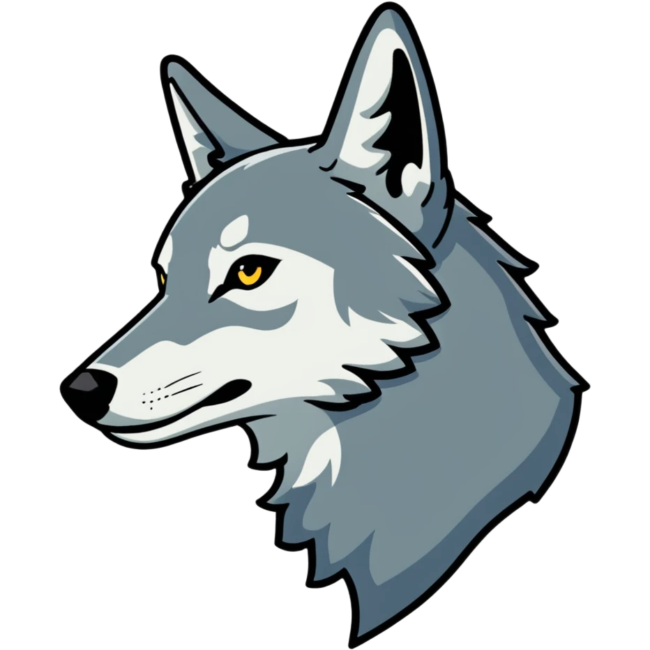 gray wolf profile, side view of head emoji