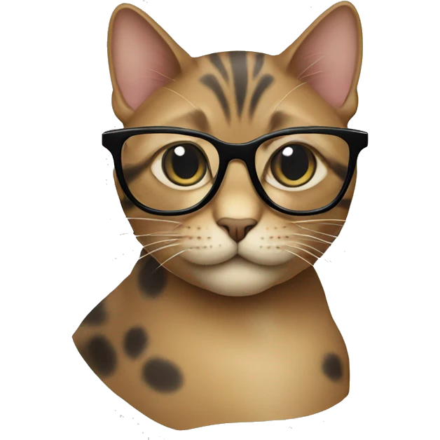 Cat wearing glasses with black glasses frame emoji