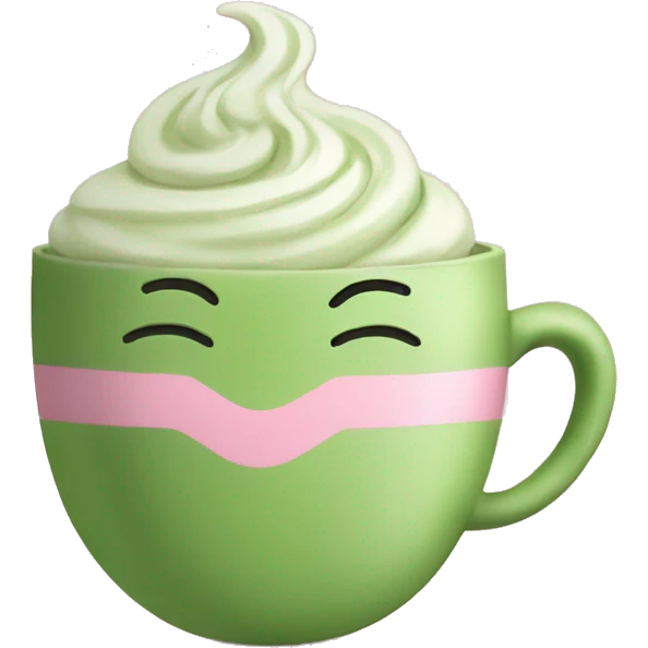 warm matcha latte in a pink cup  emoji