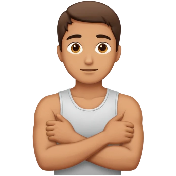 Man crossing his arms around his neck  emoji