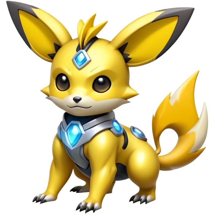 Shiny Futuristic Colorful Cyber-Pichu-Raichu-Renamon-Zeraora-hybrid-creature emoji