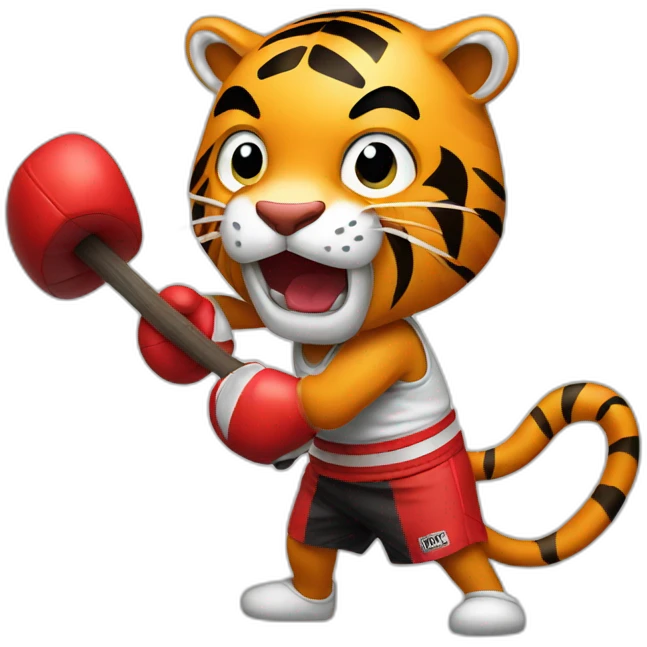 Tiger boxing holding axe emoji