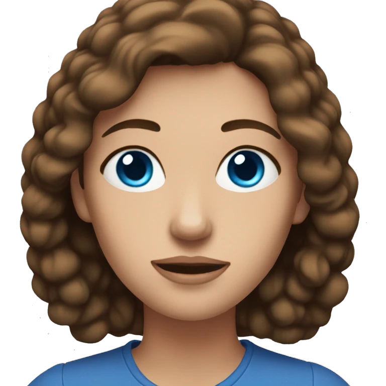 woman with brown hair and blue eyes no chest emoji