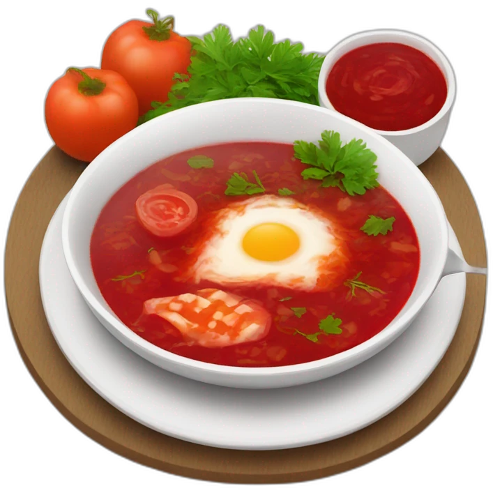 Borsch with salo near the plate  emoji