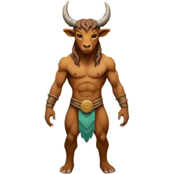 solarpunk style, oil paint - skinny The Minotaur stands in the middle of the labyrinth emoji