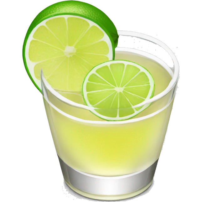 A single tequila shot with slice of green lemon piece emoji