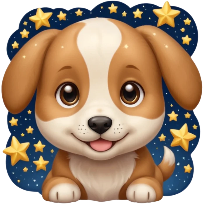 puppy eyes face like 🥹 with stars and glitters around it emoji