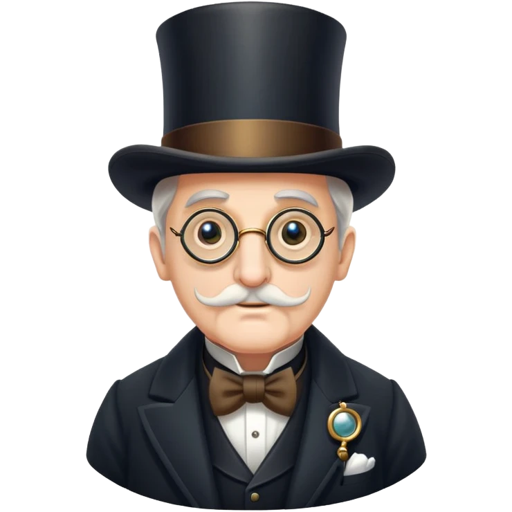 old elegant Victorian man with monocle and top hat emoji