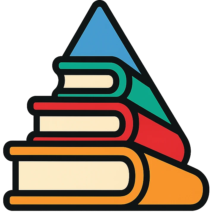 A mountain made of stacked books reaching upward emoji