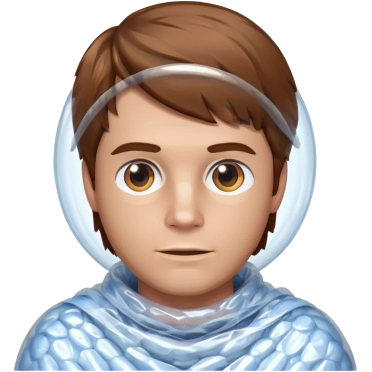 Brown haired man wrapped in bubble wrap emoji