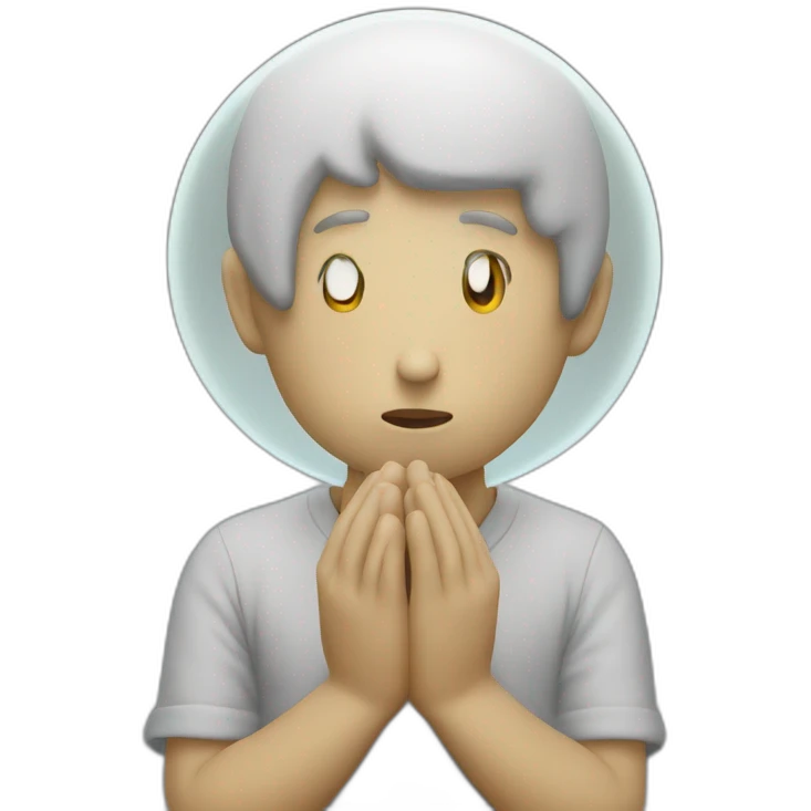 think bubble with eyes and hands praying emoji