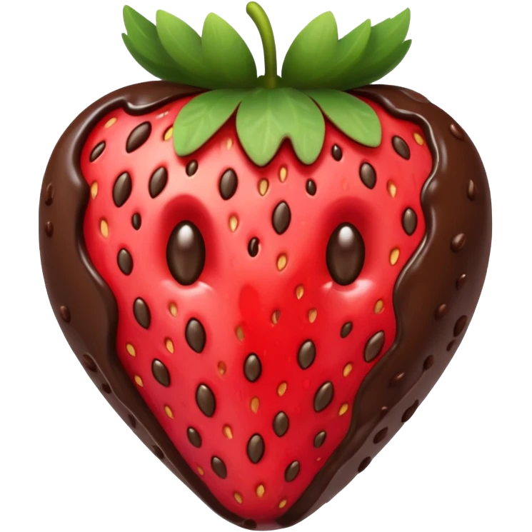 strawberry halfway covered in chocolate emoji