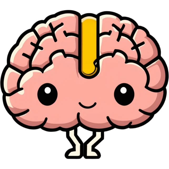 cartoon style brain with a crack and a bandage emoji