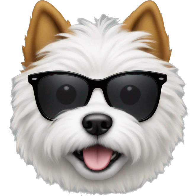 Fluffy dog with sunglasses emoji