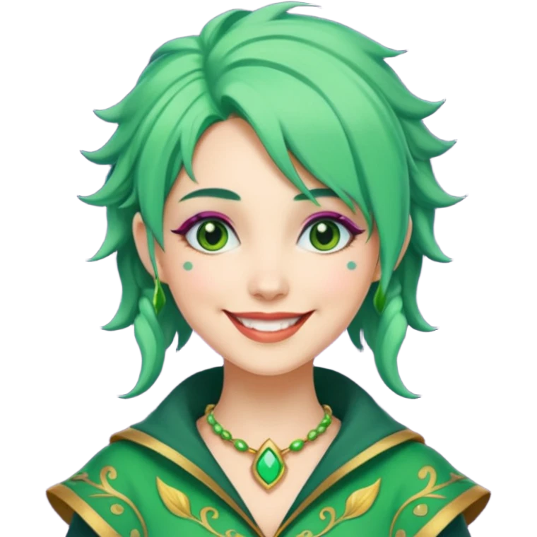 green haired fantastic woman emoji