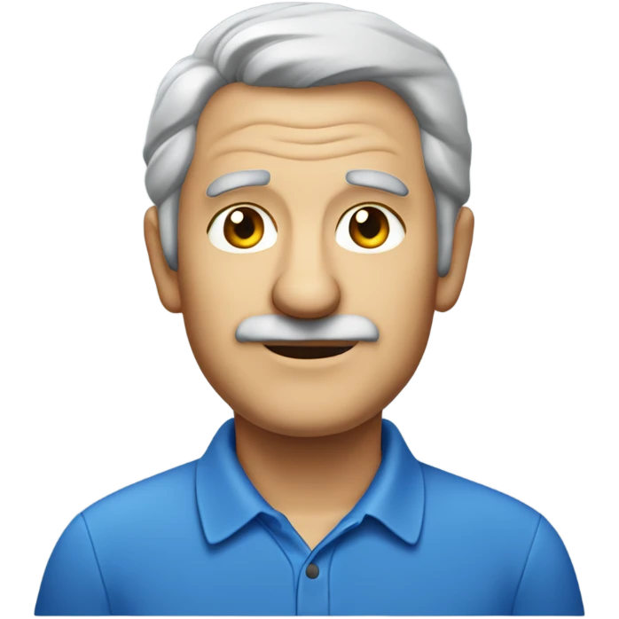 old italian man, grey hair, no facial hair. wearing a blue smart polo shirt emoji