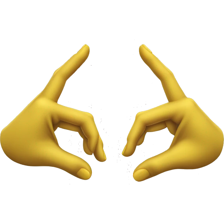 a right and left yellow hands making an XO sign with the left thumb touching the right thumb and both index fingers crossing emoji