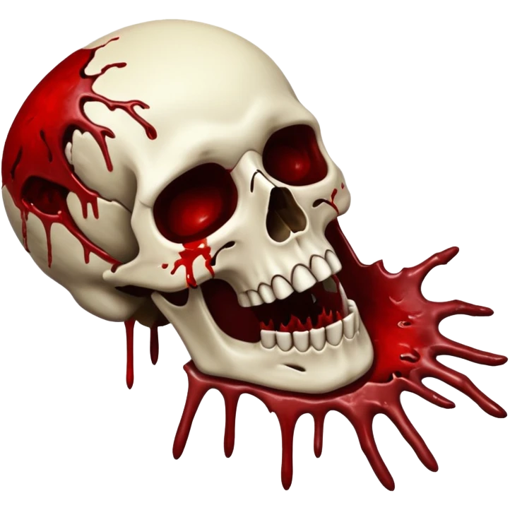 3D rotting corpse jumping in the air. In the style of your bloody skull art. More blood emoji