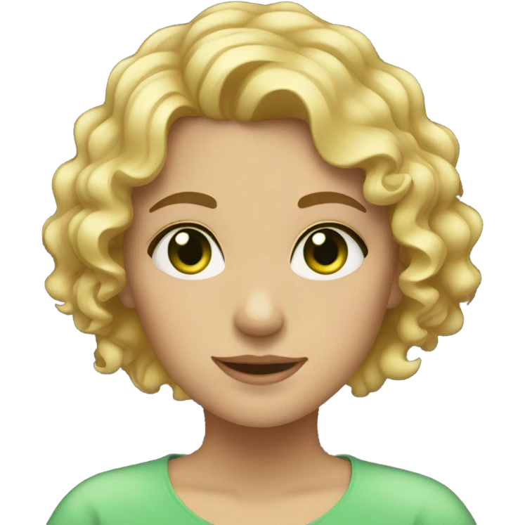 Girl with short curly blonde hair and green eyes emoji