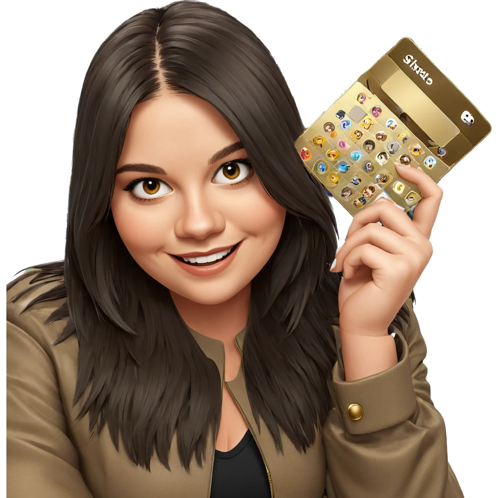 smiling girl in stylish jacket emoji