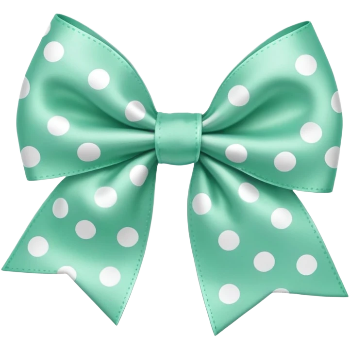 mint green bow with white dots emoji