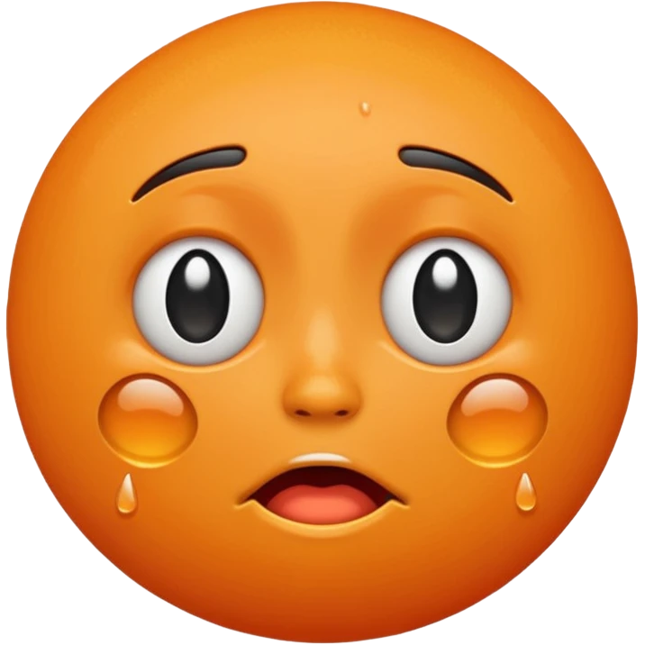Orange with crying face emoji