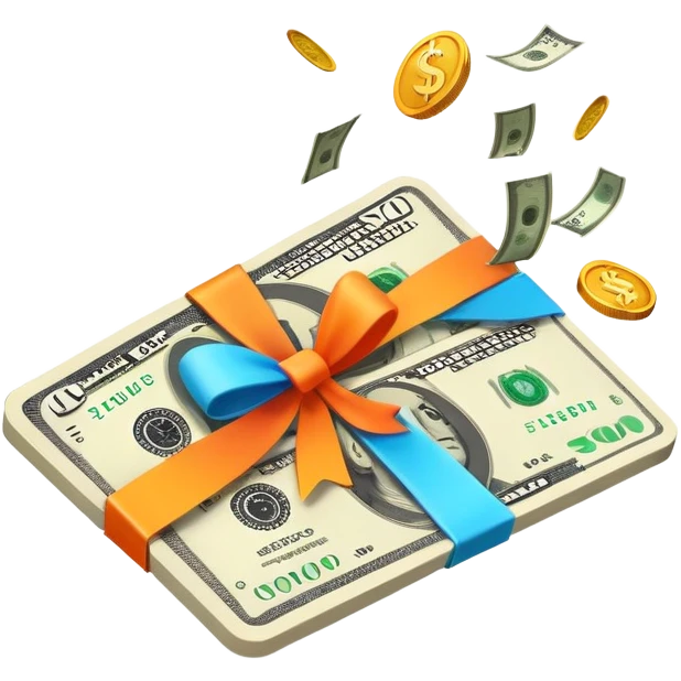 Gift card with money coming out of it emoji