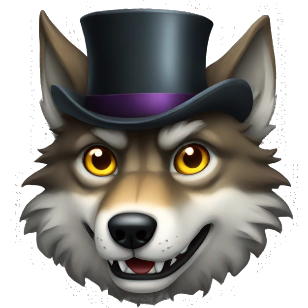 Evil wolf with top hat emoji